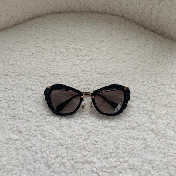 Miu Miu Embellished Cat Eye Sunglasses w/ Case - Picture 2 of 4